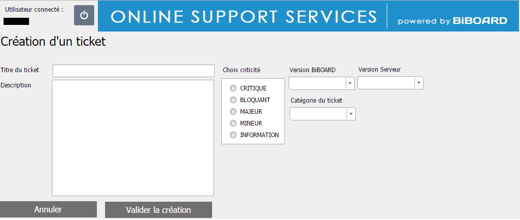Création ticket OSS