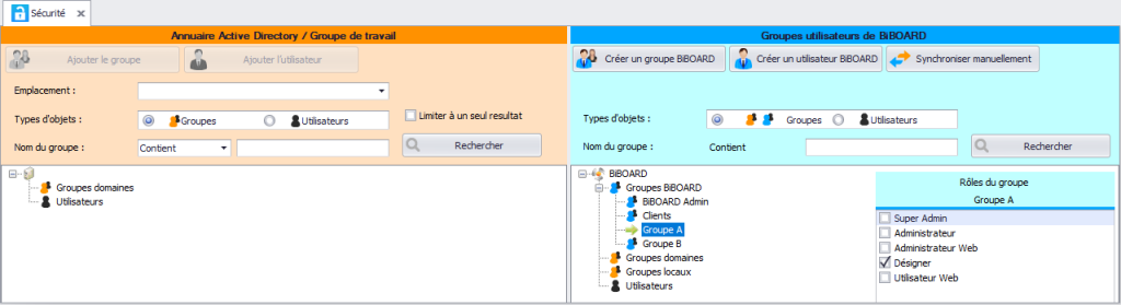 Administration sécurité - AD groupes et rôles