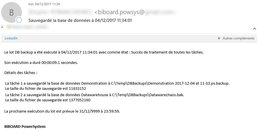 Environnement - exemple de mail envoyé (multi-tâches)