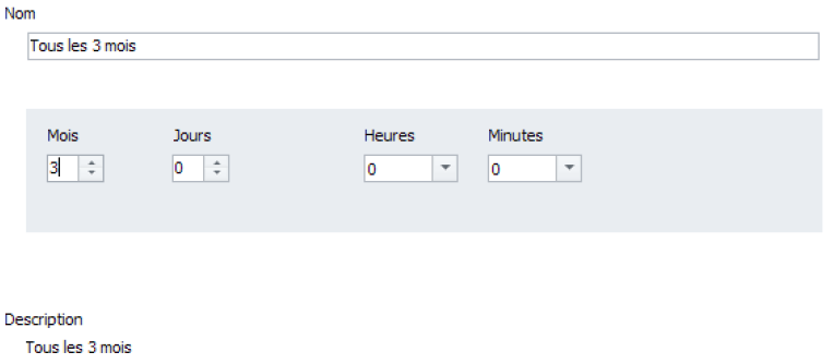 Horaires - Intervalle de temps