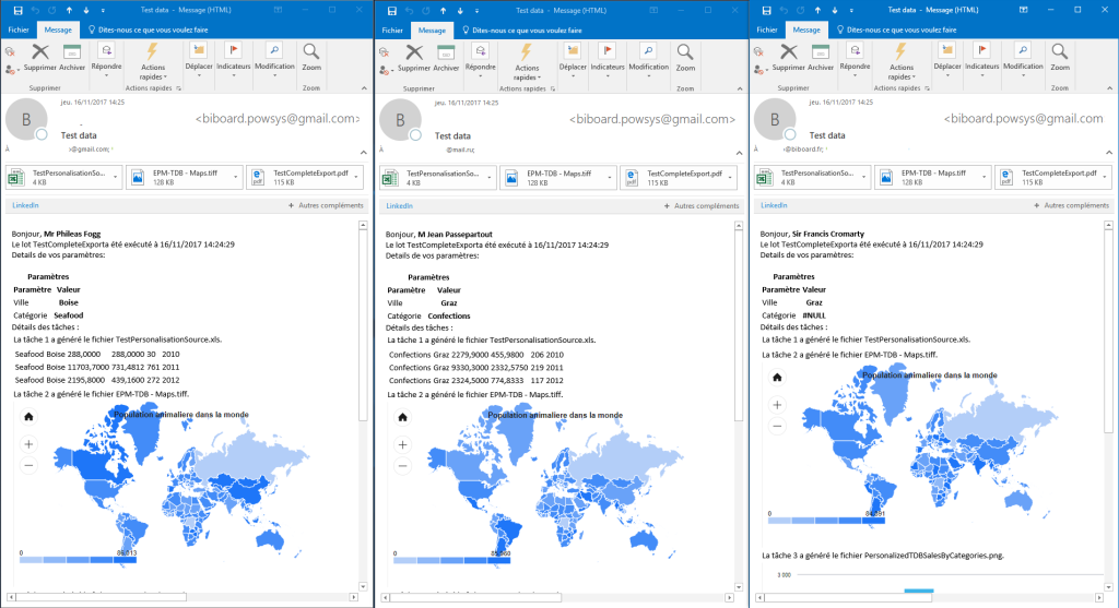 Courriel - aperçu du mail reçu par hub configuré