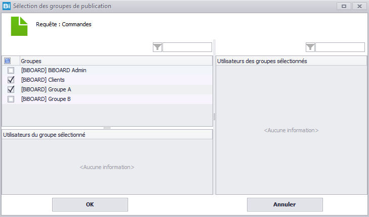 Publication - sélection des groupes