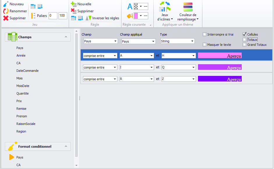 TCD - application du format conditionnel - cellules