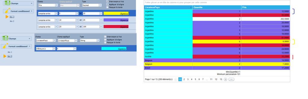 format conditionnel - exemple 1 - configuration et aperçu 2/2