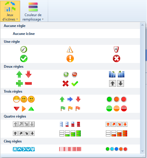 format conditionnel - jeux d'icônes