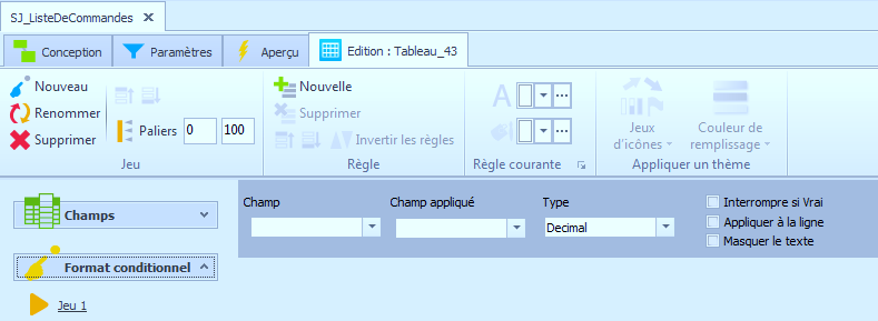 tableau simple - interface format conditionnel 1/2