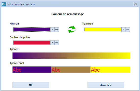 format conditionnel - paramétrage des couleurs du champ