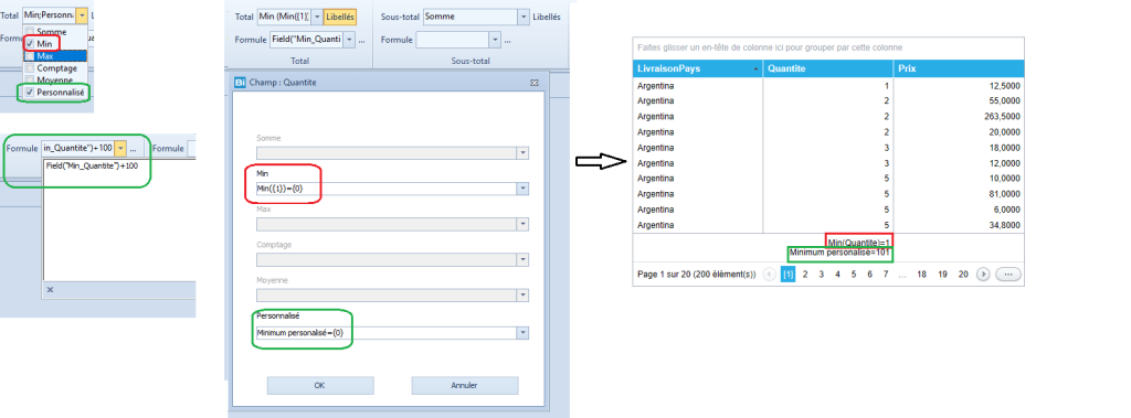 tableau simple - aperçu pour l'option 'Libellés' de 'Total'