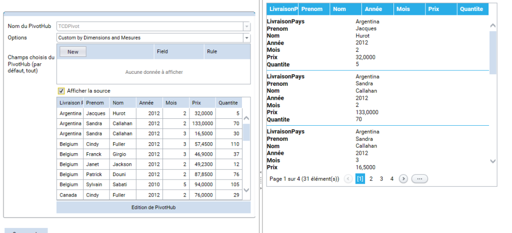 Datasources - PivotHub pour tableau inversé