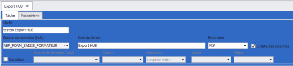 Export Mails - configuration de l'export 1/3