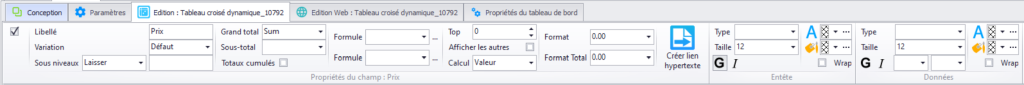 TCD - Edition : [nom du TCD] - options avancées
